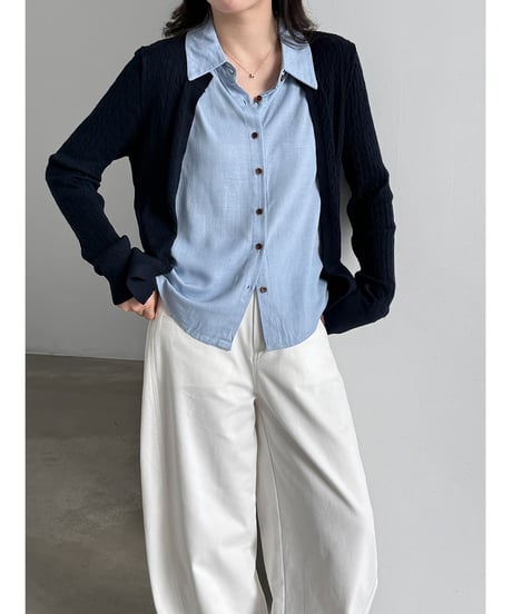 layered knit cardigan / 2color　hm3253