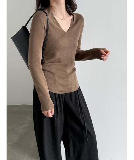v-neck knit top / 4color　hm3265