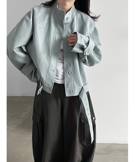 belted biker jacket / 2color　hm3248