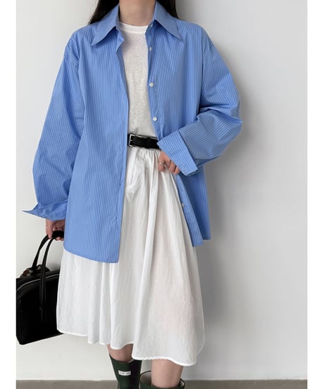 asymmetric stripe shirt / 2color　hm3251