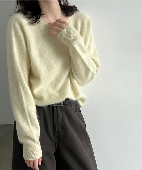 fuzzy crewneck sweater / 7color　hm3260