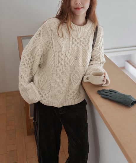 cable knit sweater / 3color　hm3227