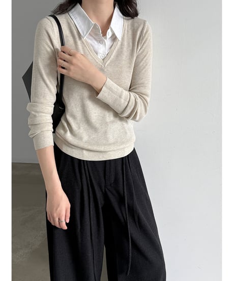 layered collar knit / 2color　hm3229