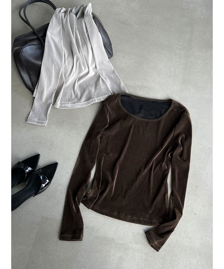 velvet u-neck top / 2color　hm3235