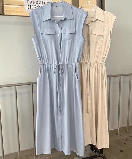 drawstring shirt dress / 3color　hm2991