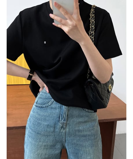 letter embroidery tee / 3color　hm3014
