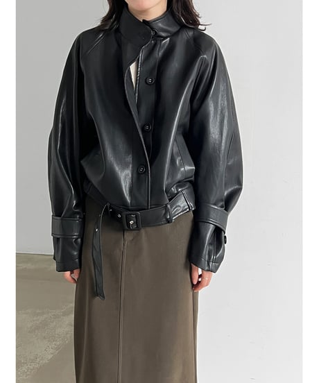 belted biker jacket / 2color　hm3248