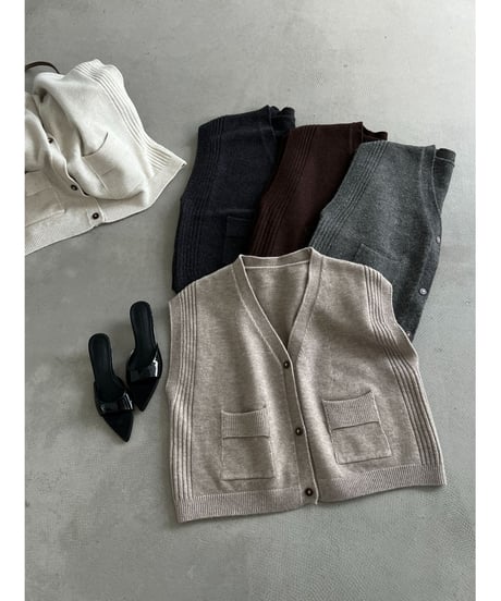 v-neck knit vest / 5color　hm3233