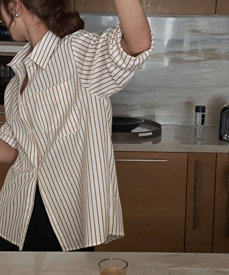relaxed stripe shirt  　hm2601