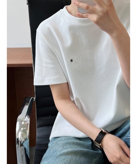 letter embroidery tee / 3color　hm3014