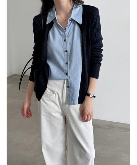 layered knit cardigan / 2color　hm3253