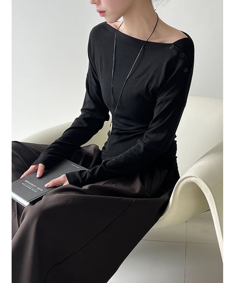asymmetric button knit / 4color　hm3219
