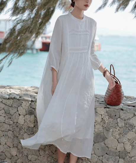 linen tie dress　hm2994
