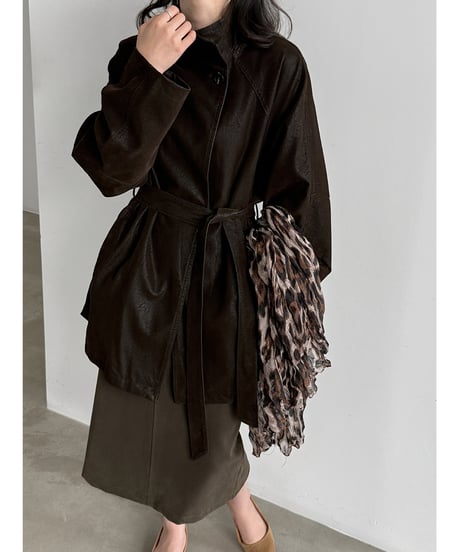 faux-leather belted coat / 2color　hm3245