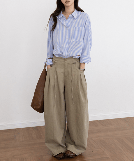 embroidered striped shirt　hm3292