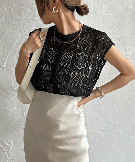 crochet lace blouse / 4color　hm3007