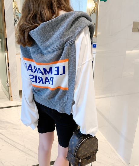 lettered hooded shawl　hm3272
