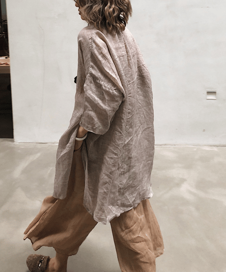 linen long tunic / 3color　hm2997