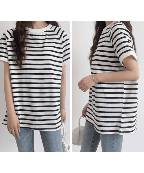 border cotton tee / 2color　hm2986