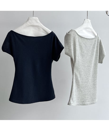 asymmetric ribbed top / 2color　hm3019
