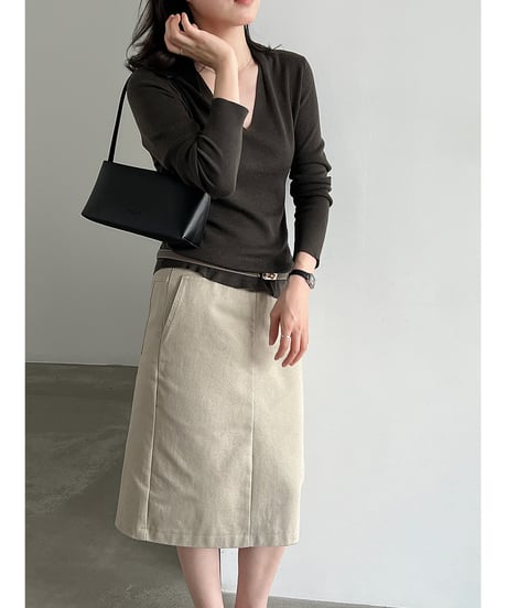 v-neck knit top / 4color　hm3265