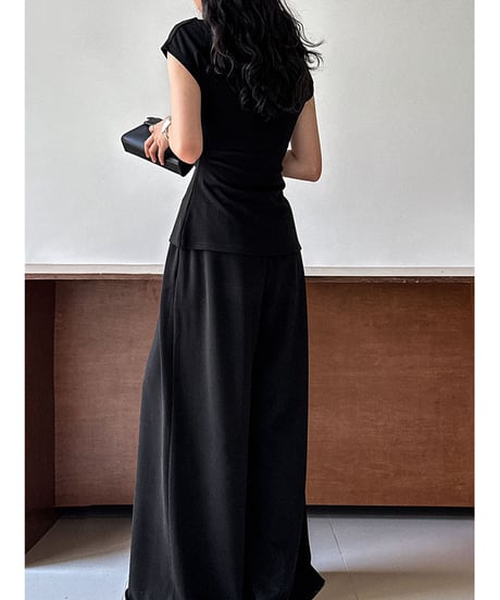 asymmetric knit set-up / 2color　hm3068