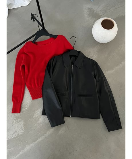 leather zip jacket　hm3236