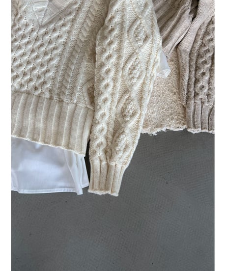 cable layered knit  / 2color　hm3230