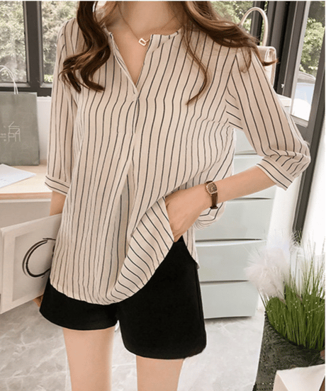 striped loose shirt / 4color　hm3000
