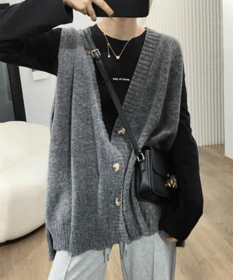 oversized knit vest / 5color　hm2618