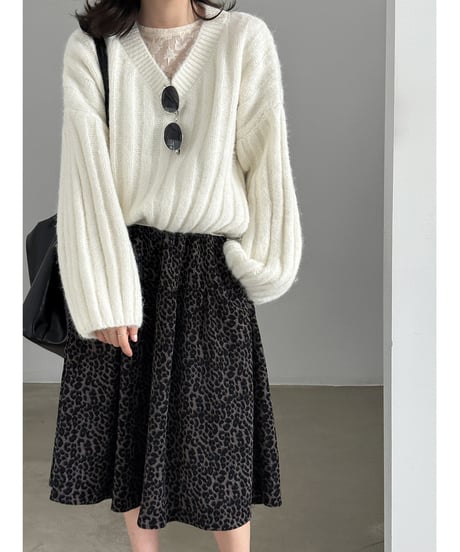 leopard flared skirt　hm3246