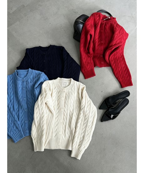 cable knit cardigan / 4color　hm3232