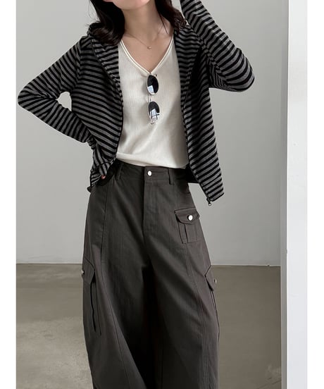 striped hood parka　hm3234