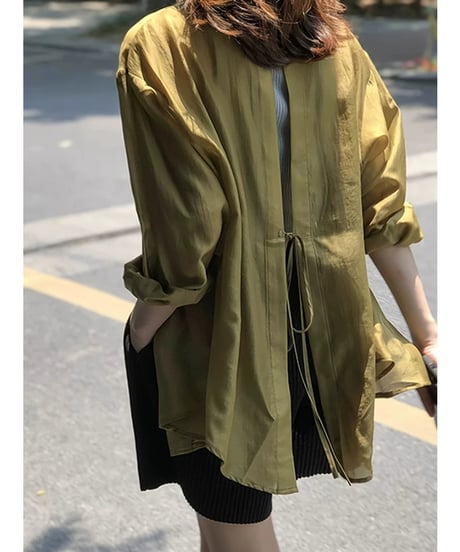 sheer open back shirt / 3color　hm1365