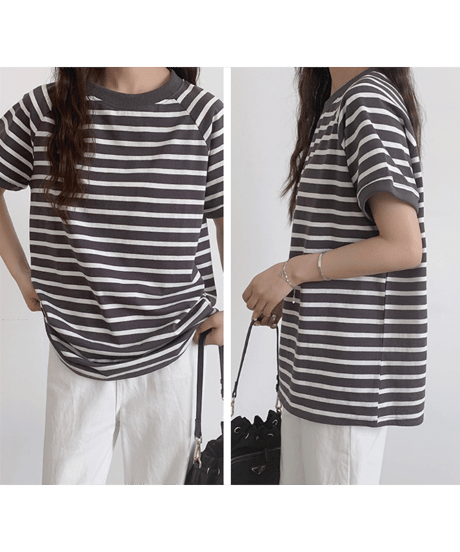 border cotton tee / 2color　hm2986