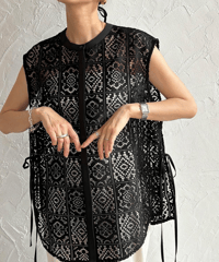 crochet lace blouse / 4color　hm3007