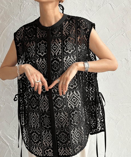 crochet lace blouse / 4color　hm3007