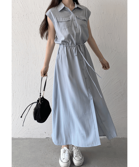 drawstring shirt dress / 3color　hm2991