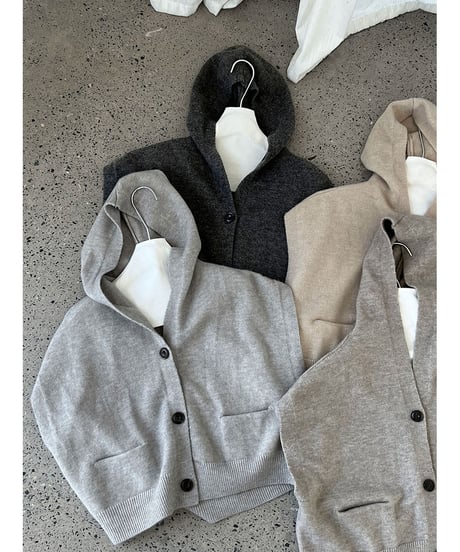 hooded knit vest / 4color　hm3218