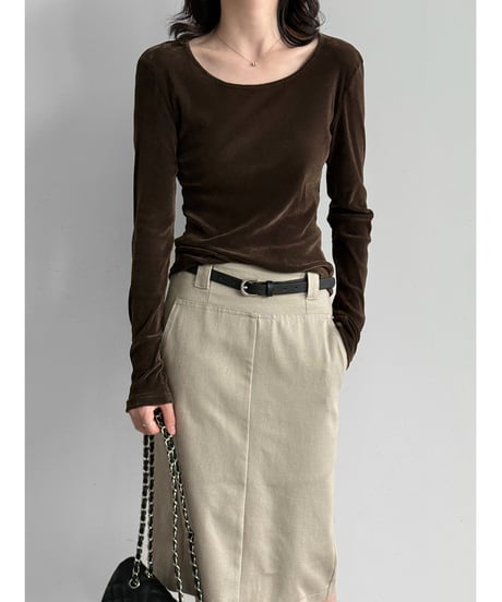 velvet u-neck top / 2color　hm3235