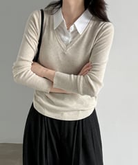 layered collar knit / 2color　hm3229
