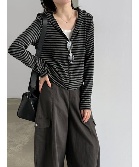 striped hood parka　hm3234