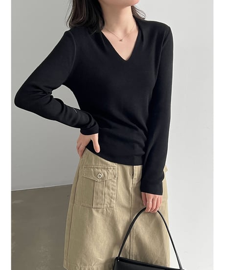 v-neck knit top / 4color　hm3265