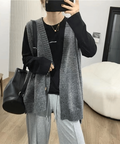 oversized knit vest / 5color　hm2618