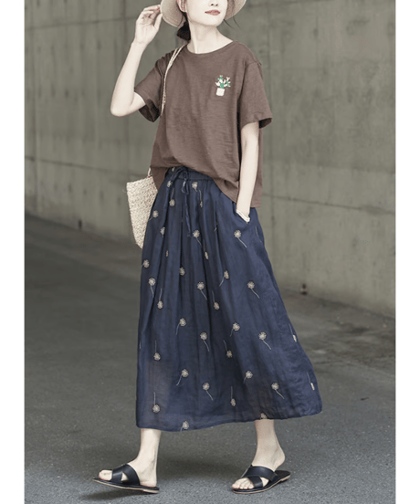 embroidered flare skirt　hm2998