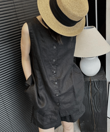 sleeveless shorts set / 2color　hm2996