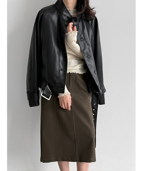 belted biker jacket / 2color　hm3248