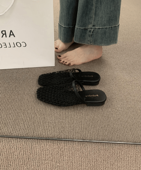 fishnet design flat sandal / 3color　hm2244