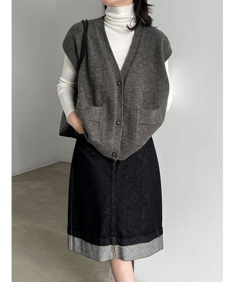 v-neck knit vest / 5color　hm3233