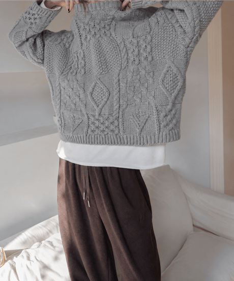 cable knit sweater / 3color　hm3227